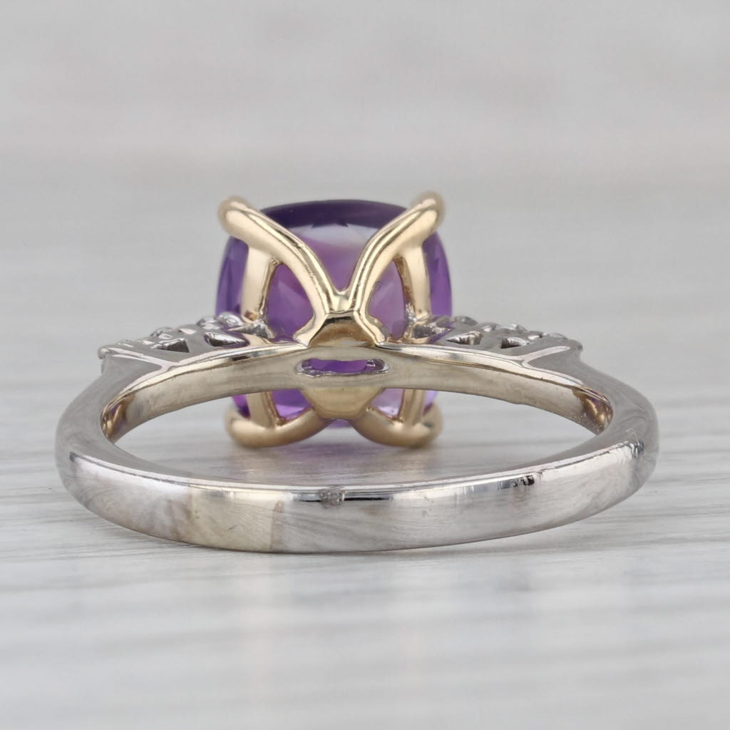 Gray 2.66ctw Amethyst Diamond Ring 14k White Yellow Gold Size 8