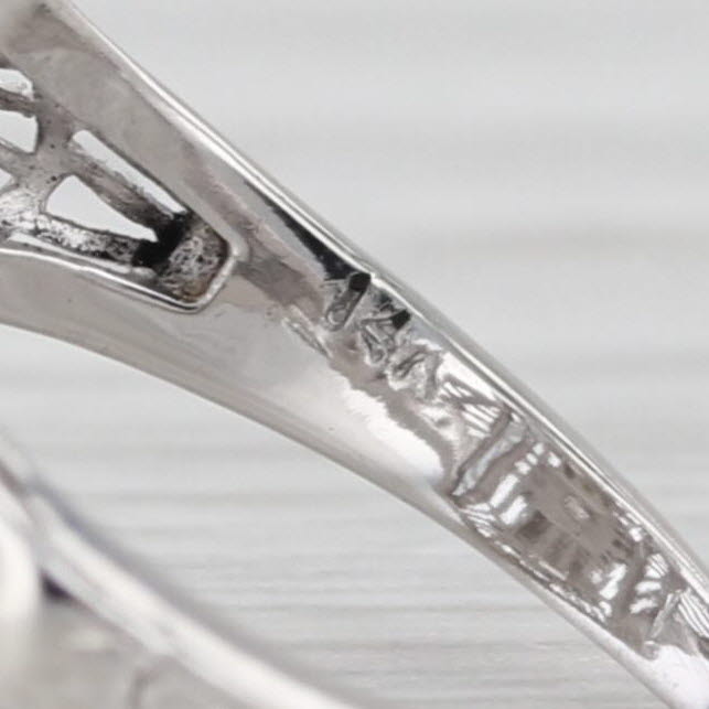 Vintage Diamond 3-Stone Filigree Ring 14k White Gold Small Size 1.25