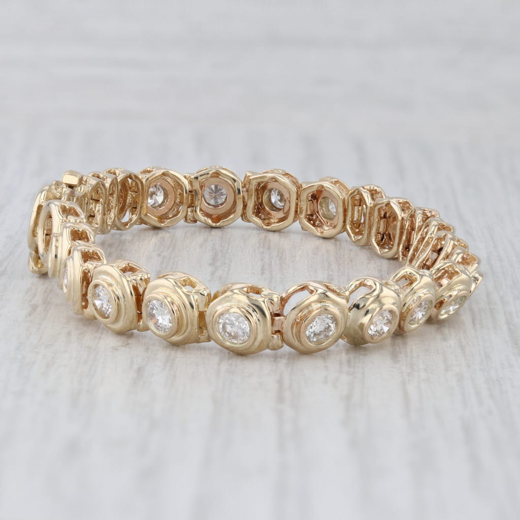 3.30ctw Diamond Tennis Bracelet 14k Yellow Gold 6.75" 7.3mm