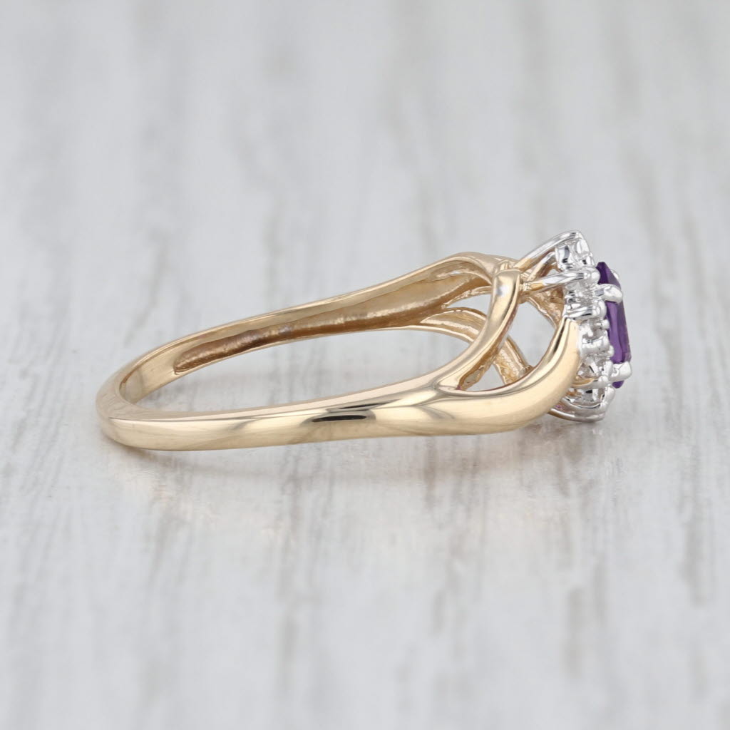 0.18ct Marquise Amethyst Ring 10k Yellow Gold Diamond Accents Size 7.25