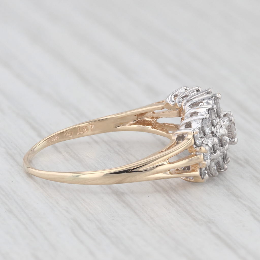 Light Gray 0.98ctw Diamond Cluster Ring 14k Yellow Gold Size 8