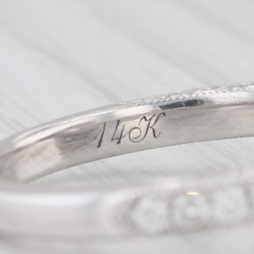 Light Gray 0.87ctw Round Diamond Halo Engagement Ring 14k White Gold Size 7.75