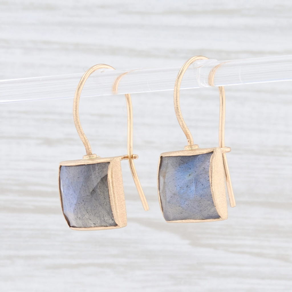 New Nina Wynn Labradorite Drop Earrings 14k Gold Hook Posts Pierced