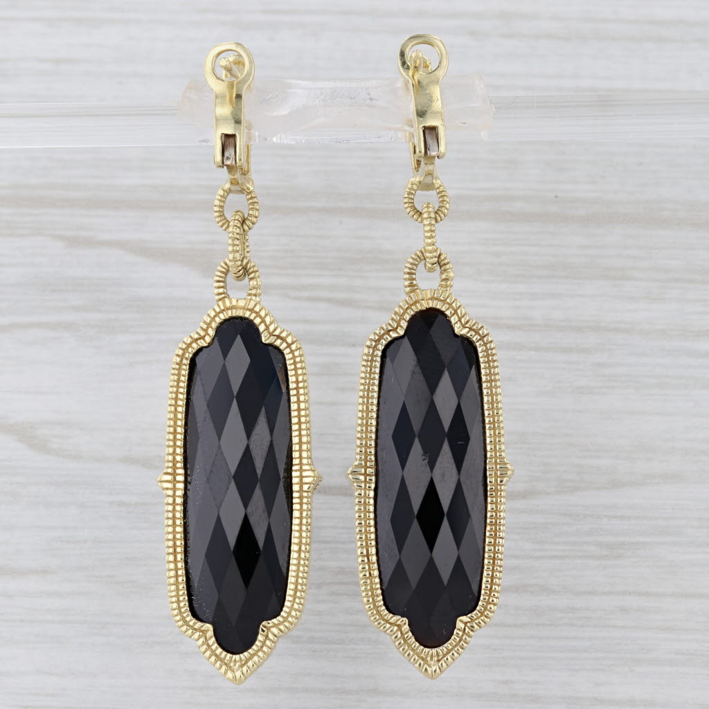 Judith Ripka Glass Dangle Earrings 18k Yellow Gold Statement Lever Backs