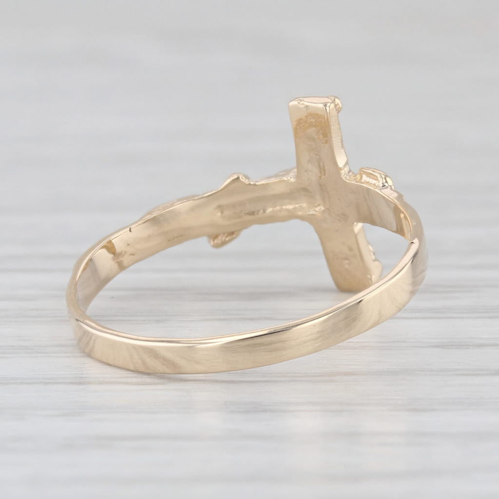 Crucifix Cross Ring 10k Yellow Gold Religious Jewelry Size 8.5