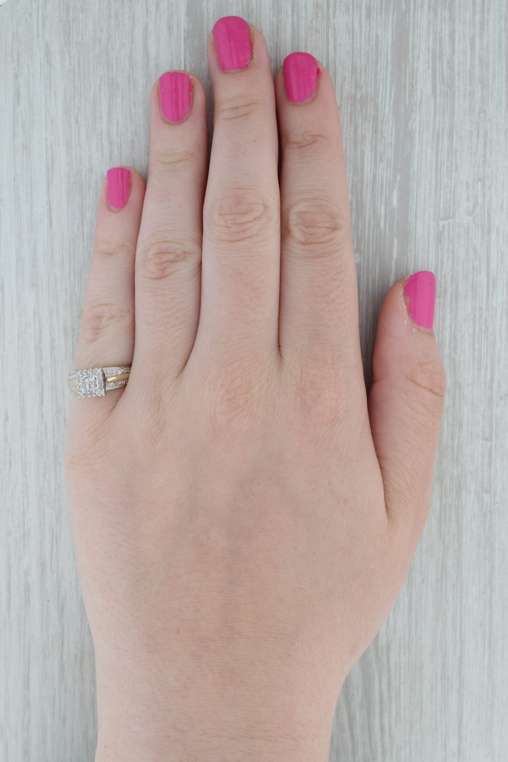 Dark Gray 0.18ctw Diamond Halo Engagement Ring 10k Yellow White Gold Size 7 Engagement