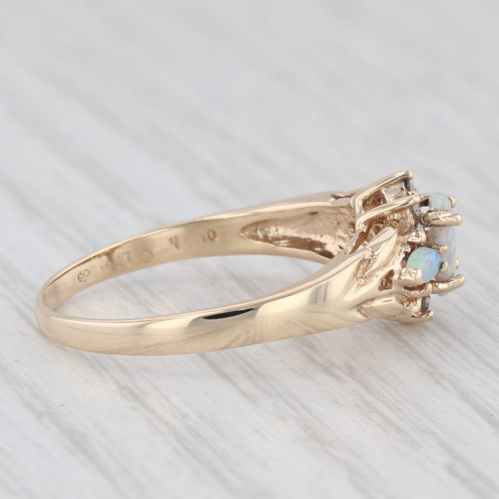 Light Gray Oval Opal Diamond Ring 10k Yellow Gold Size 8