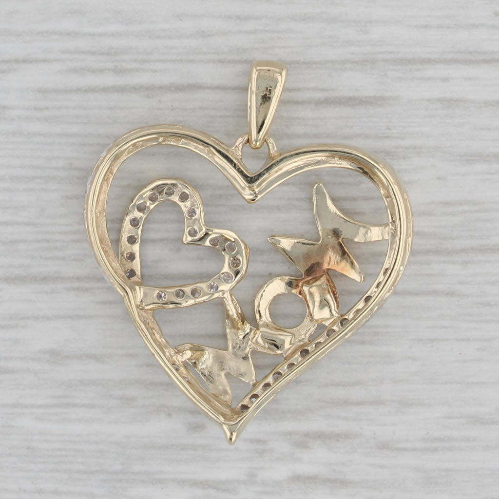 Gray Diamond MOM Heart Pendant 10k Yellow Gold Gift Keepsake