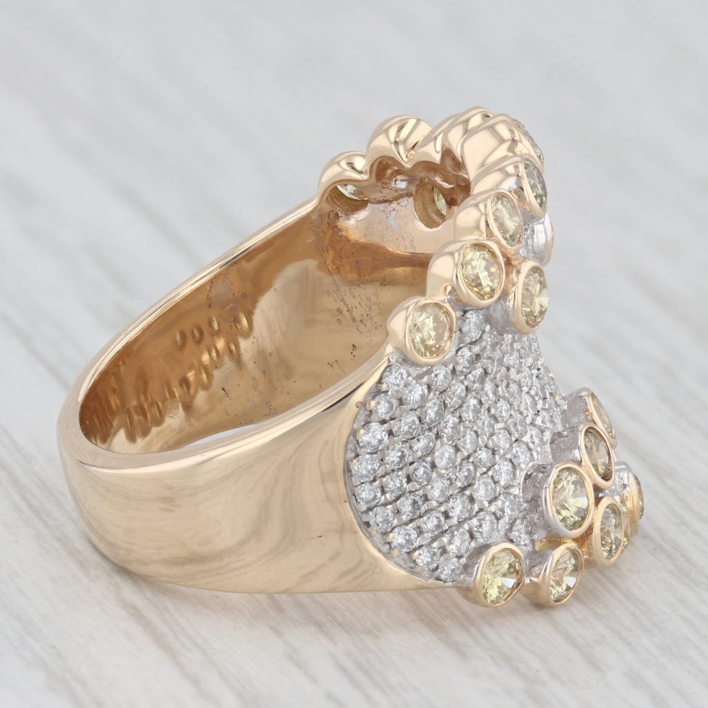 Light Gray Kallati 2.08ctw White Yellow Pave Diamond Ring 14k Yellow Gold Size 7.75