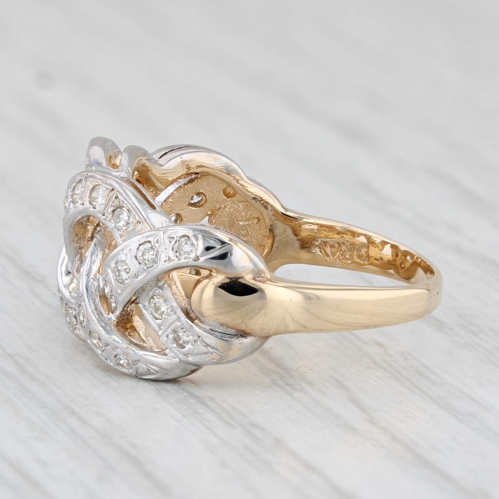 Light Gray 0.40ctw Diamond Knot Work Ring 14k Gold Size 5.5