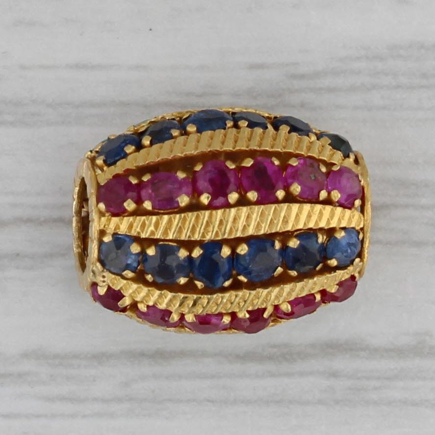 Gray 1.34ctw Ruby Emerald Sapphire Bead Slide Charm 18k Yellow Gold