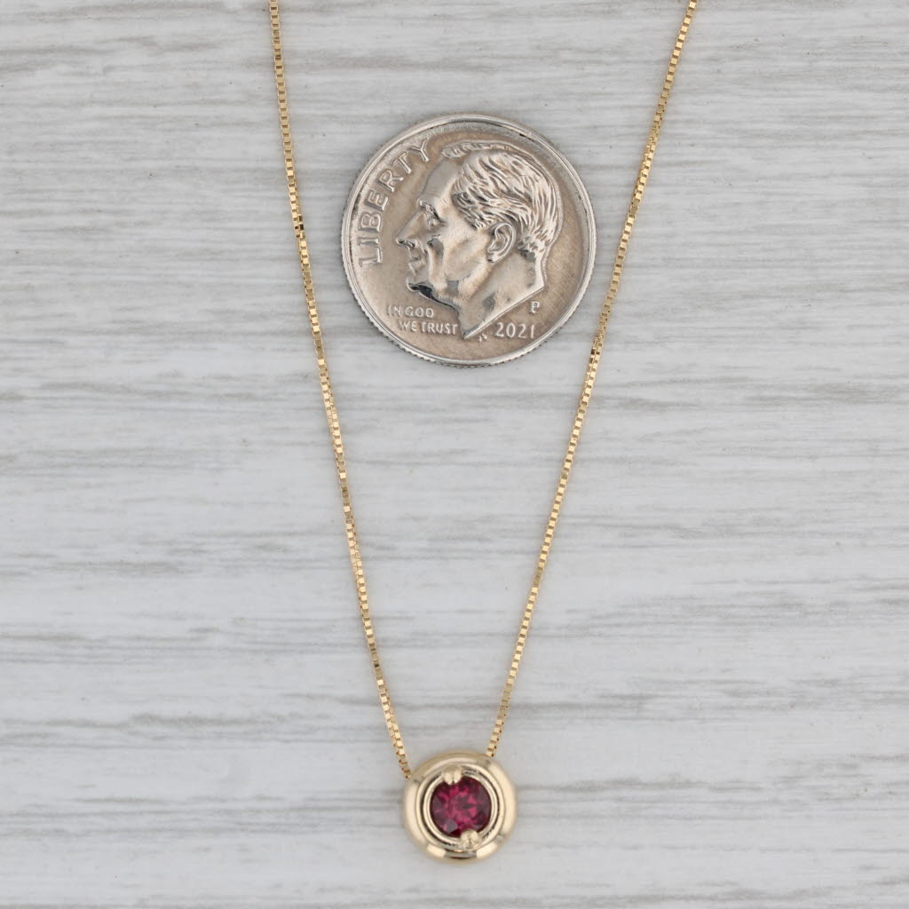 Gray 0.35ct Round Garnet Solitaire Pendant Necklace 14k Yellow Gold 18" Box Chain