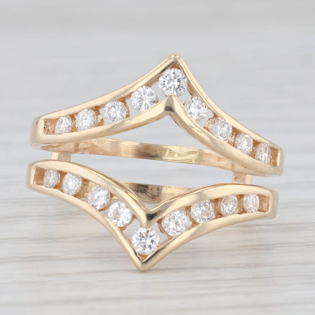 Light Gray 0.50ctw Diamond Ring Jacket Guard Wrap Bridal Wedding 14k Yellow Gold Size 7.75
