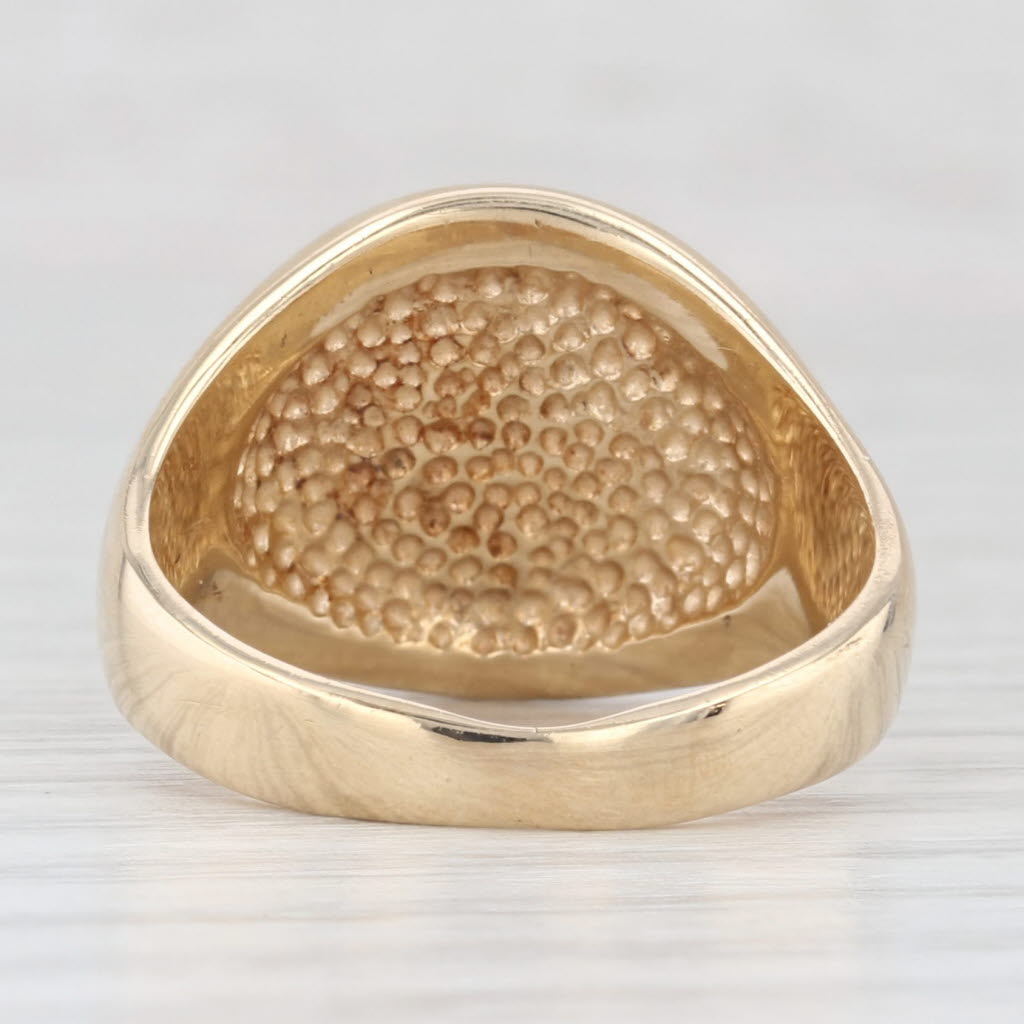 Light Gray Engravable Signet Ring 10k Yellow Gold Size 8 Vintage