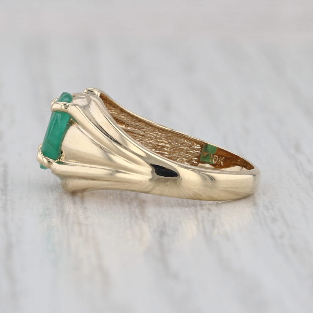 1ct Oval Emerald Solitaire Ring 10k Yellow Gold Size 6.25