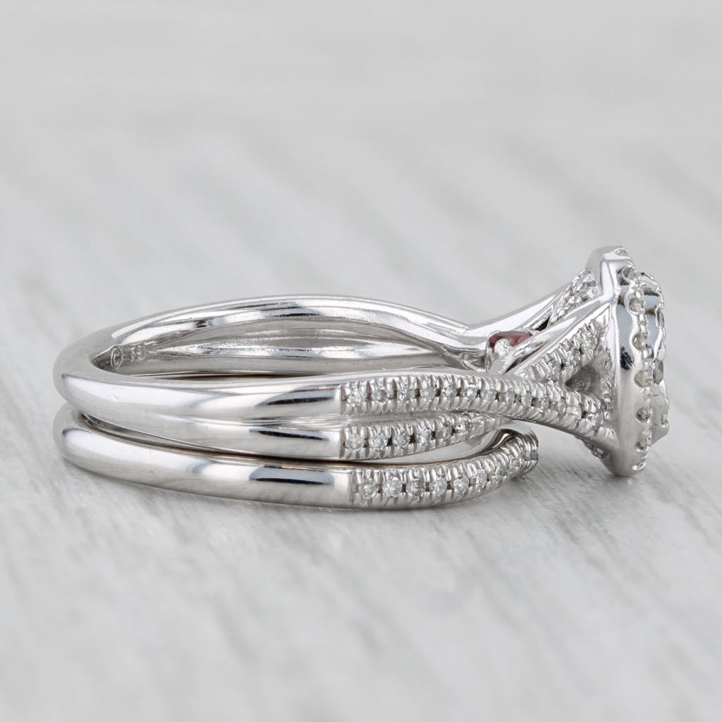 Light Gray 0.52ctw Diamond Halo Engagement Ring Wedding Band Bridal Set 10k Gold Size 7