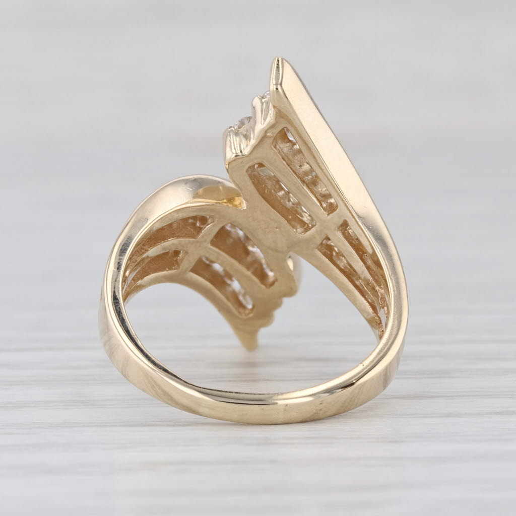 1.27ctw Diamond Rows Bypass Ring 14k Yellow Gold Size 8.25