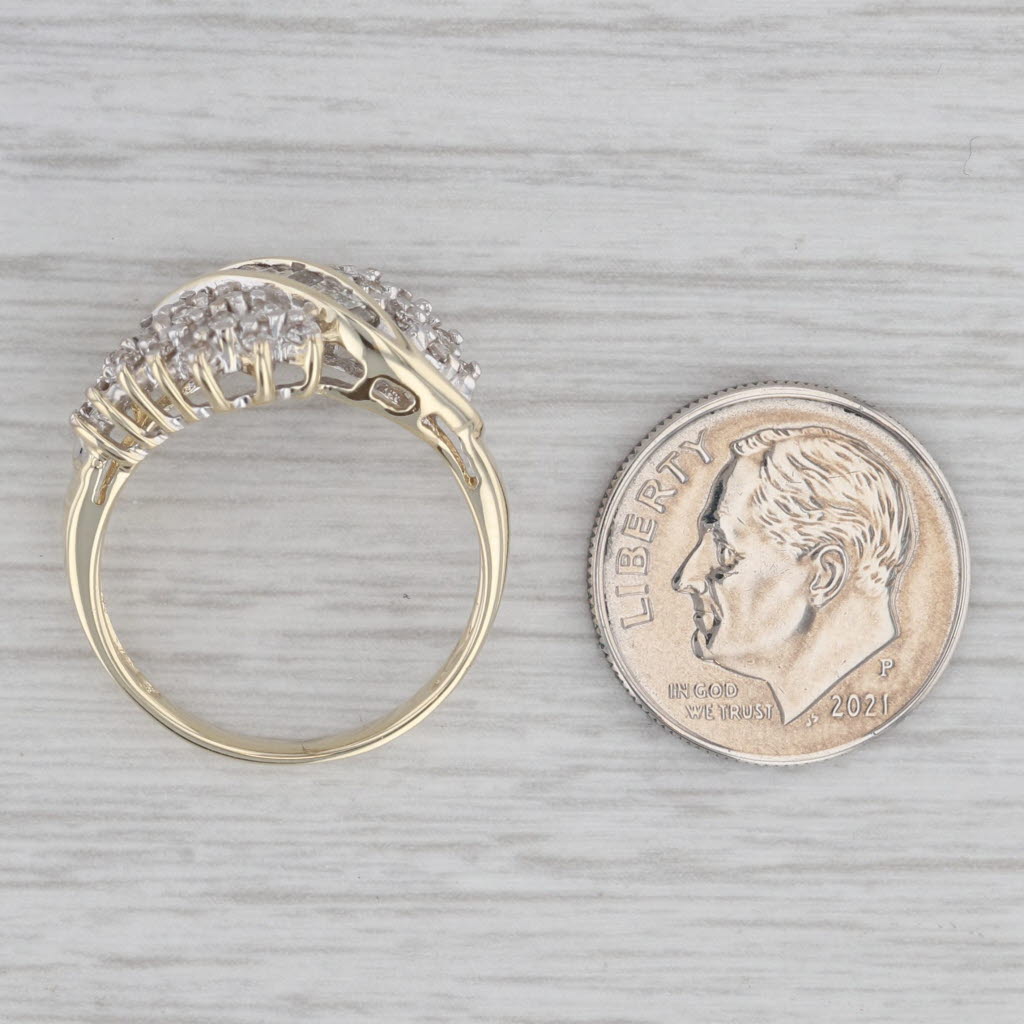 Gray 0.34ctw Diamond Cluster Ring 10k Yellow Gold Size 7 Cocktail