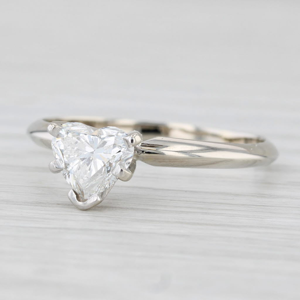 Light Gray 1.04ct Heart Solitaire Diamond Engagement Ring 14k White Gold Size 8.5 GSI