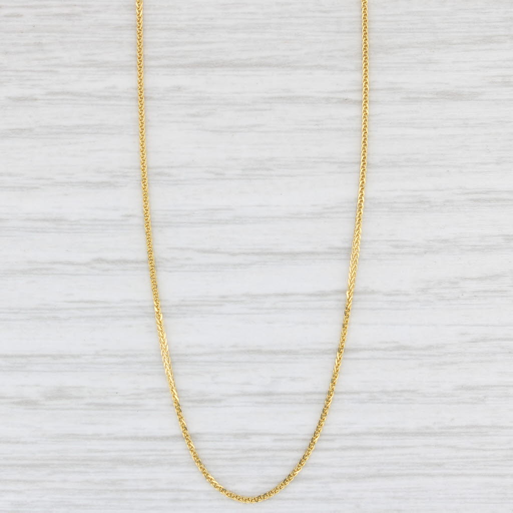 Light Gray New Wheat Chain Necklace 18" 1mm 14k Yellow Gold