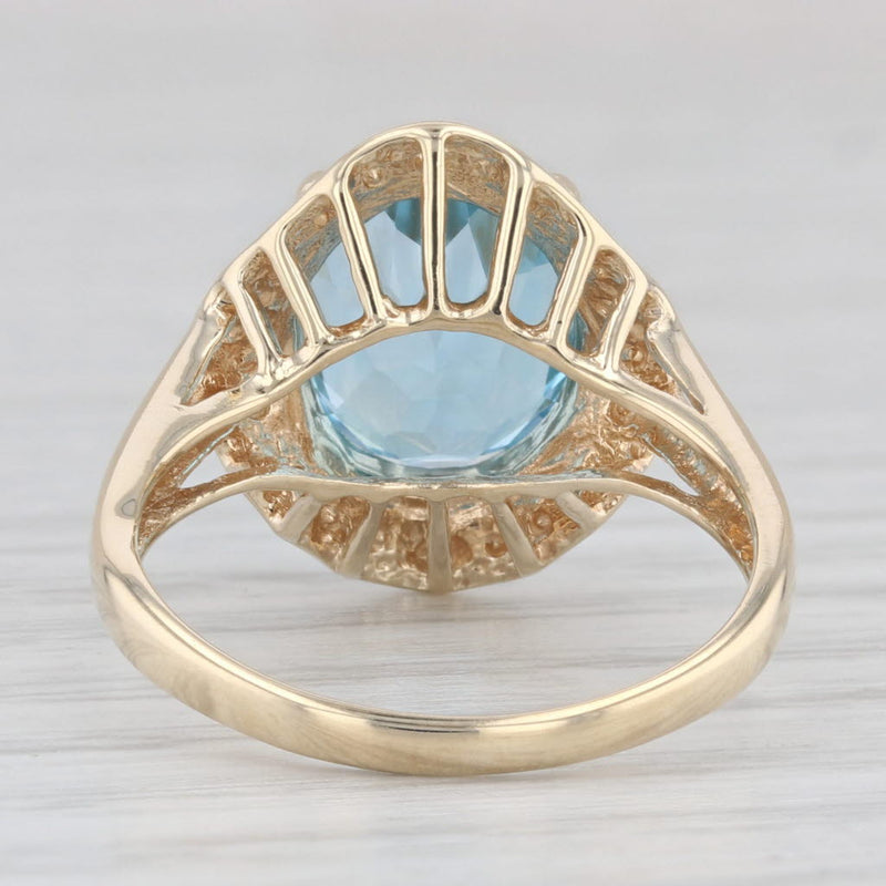 4.60ctw Oval Blue Topaz Solitaire Ring 10k Yellow Gold Size 7.25