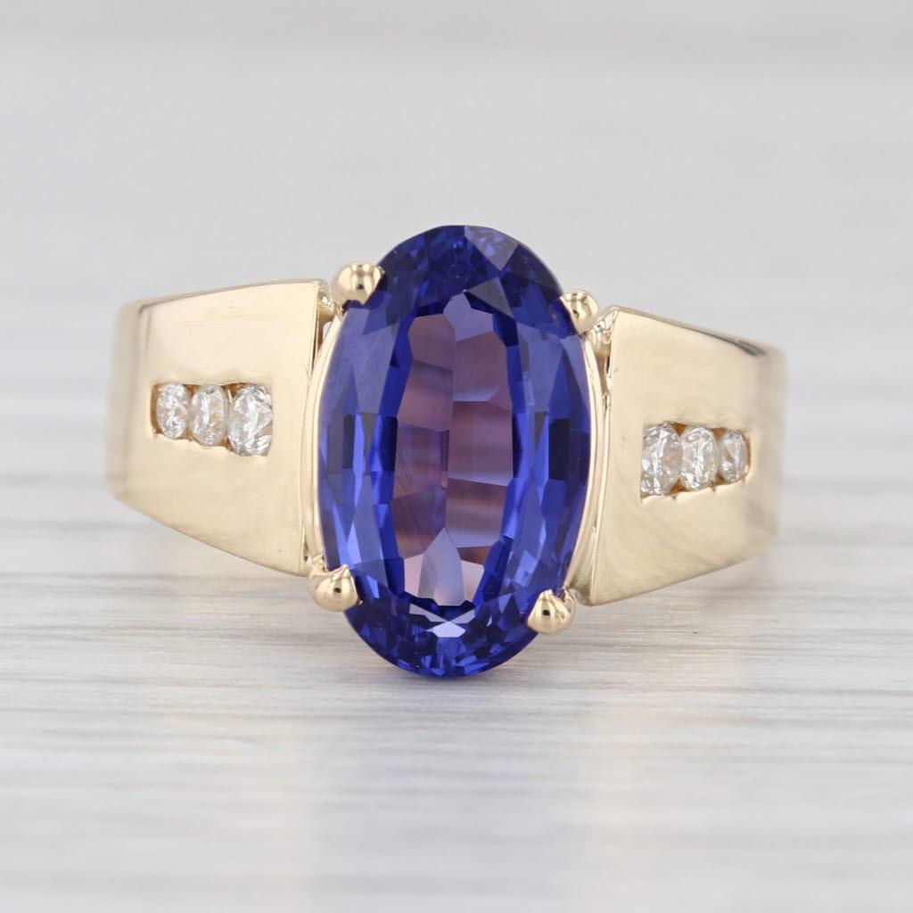 5.01ctw Oval Tanzanite Diamond Ring 14k Yellow Gold Size 8-8.25