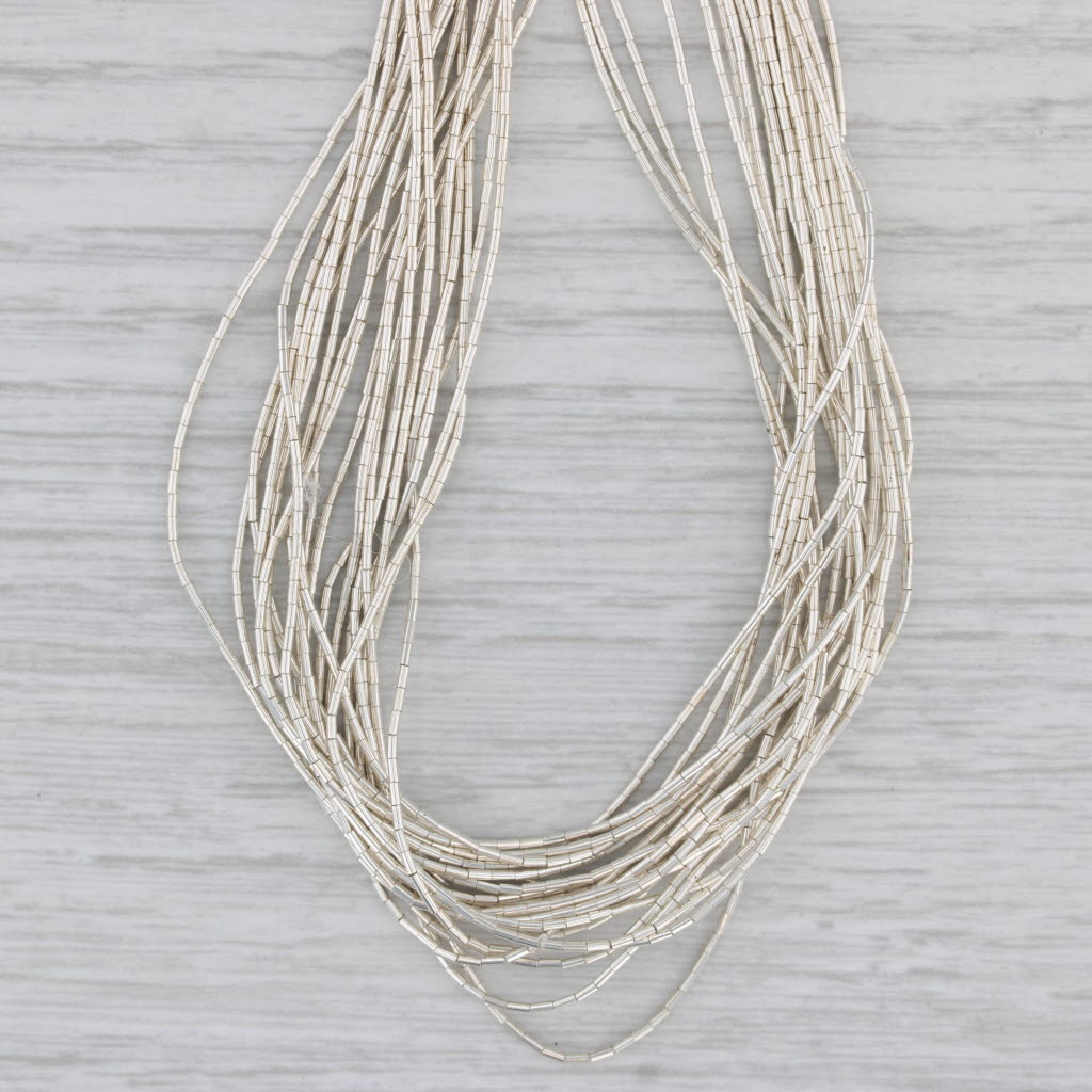 Gray Vintage Native American Liquid Silver Chain Necklace Sterling Silver 23.5"