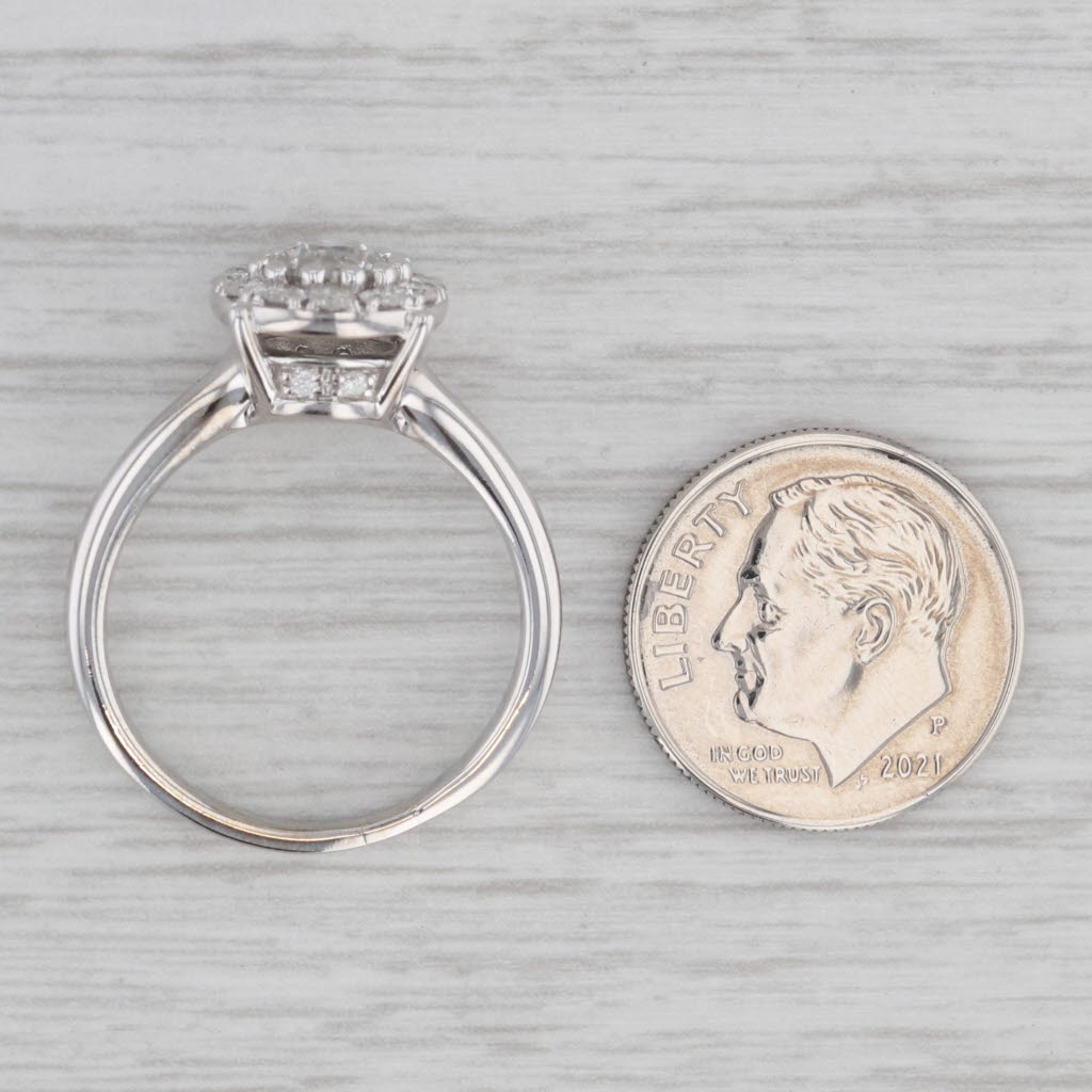 Gray 0.95ctw Round Diamond Halo Engagement Ring 14k White Gold Size 7.75