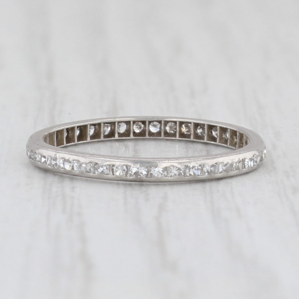 Light Gray Antique 0.25ctw Diamond Eternity Wedding Band Platinum Stackable Ring Sz 6 AS IS