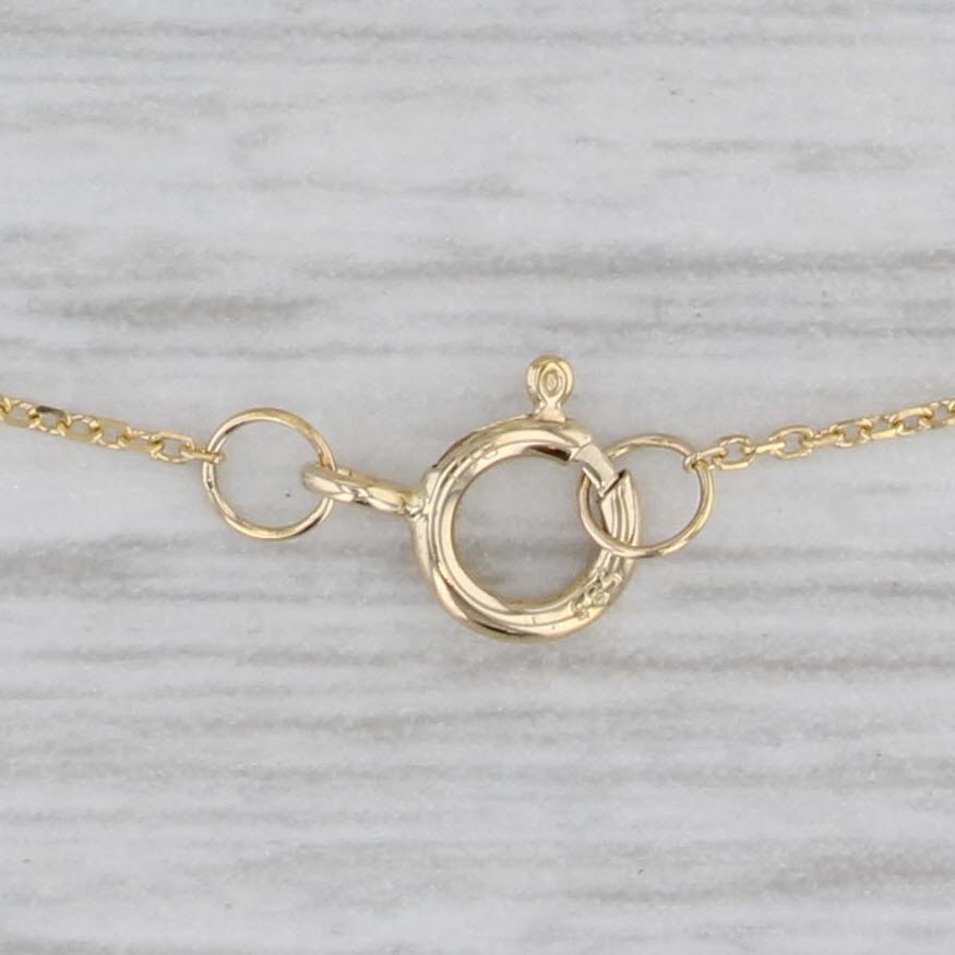 Gray Mother of Pearl Heart Stations Necklace 14k Yellow Gold 17.75" Cable Chain
