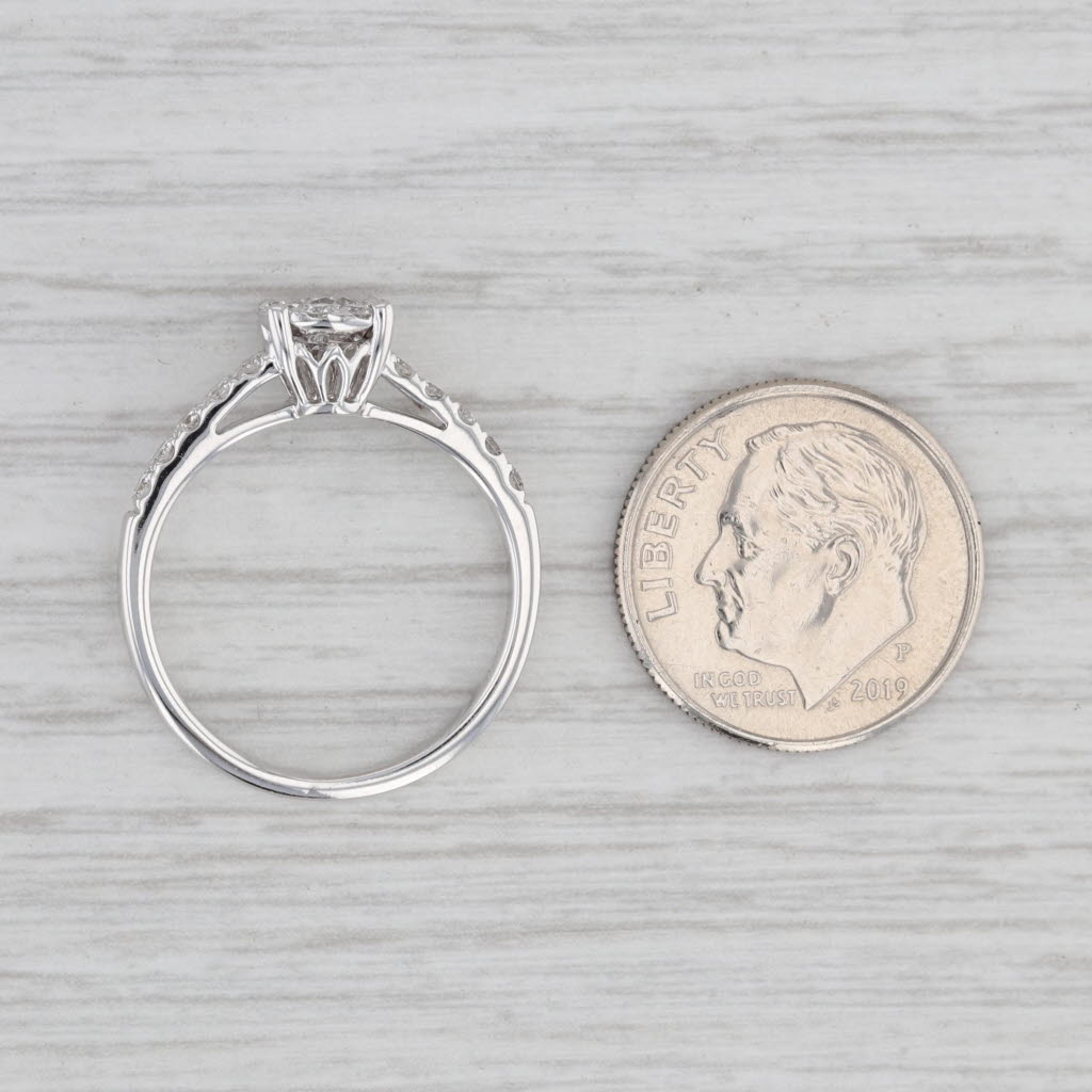 Light Gray 0.58ctw Round Diamond Halo Engagement Ring 14k White Gold Size 6.75