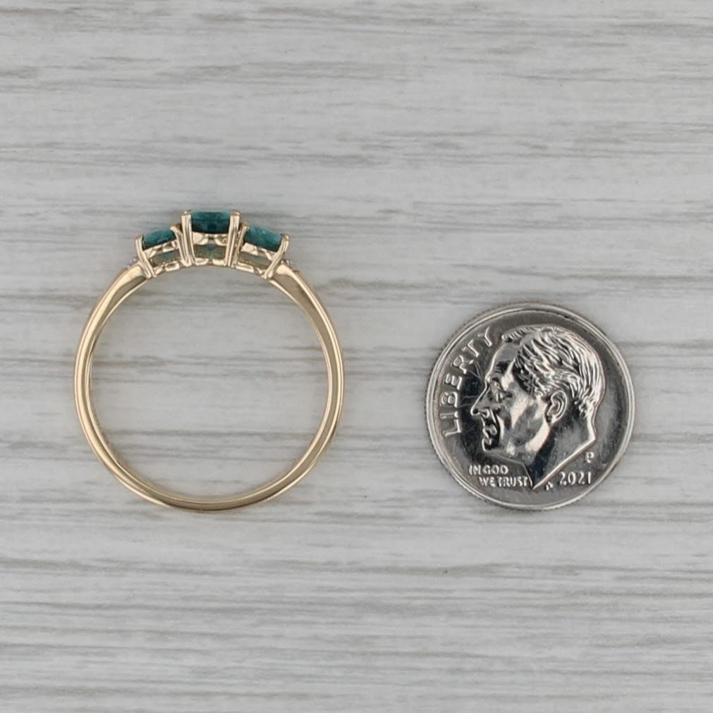 1.53ctw Green Apatite 3-Stone Diamond Ring 14k Yellow Gold Size 10