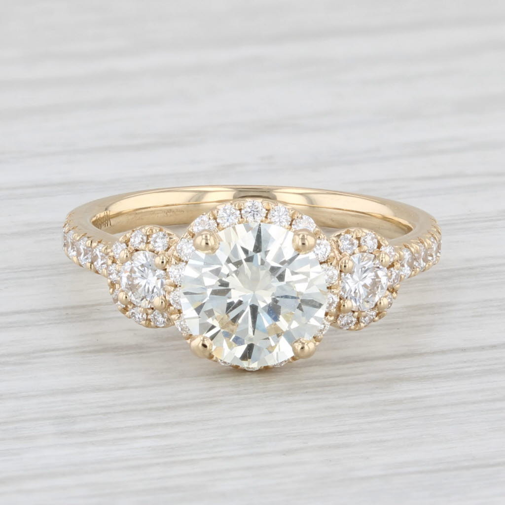 Light Gray New 2.19ctw VVS2 Round Diamond Halo Engagement Ring 14k Gold Size 6.75 GIA