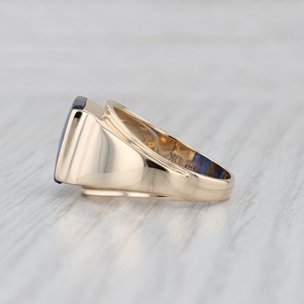 Masonic Signet Ring 10k Gold Lab Created Blue Spinel Blue Lodge Square Compass