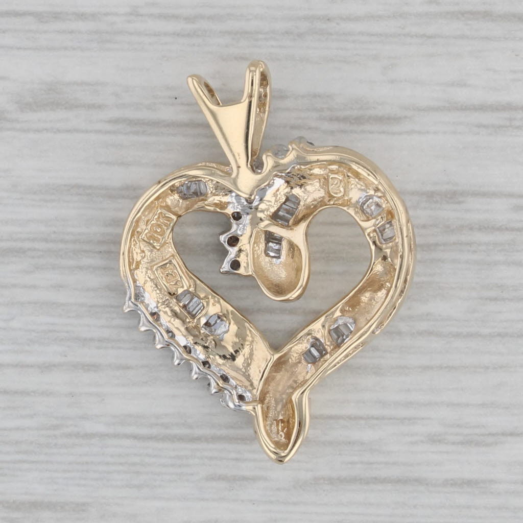 Gray 0.19ctw Diamond Heart Pendant 10k Yellow Gold