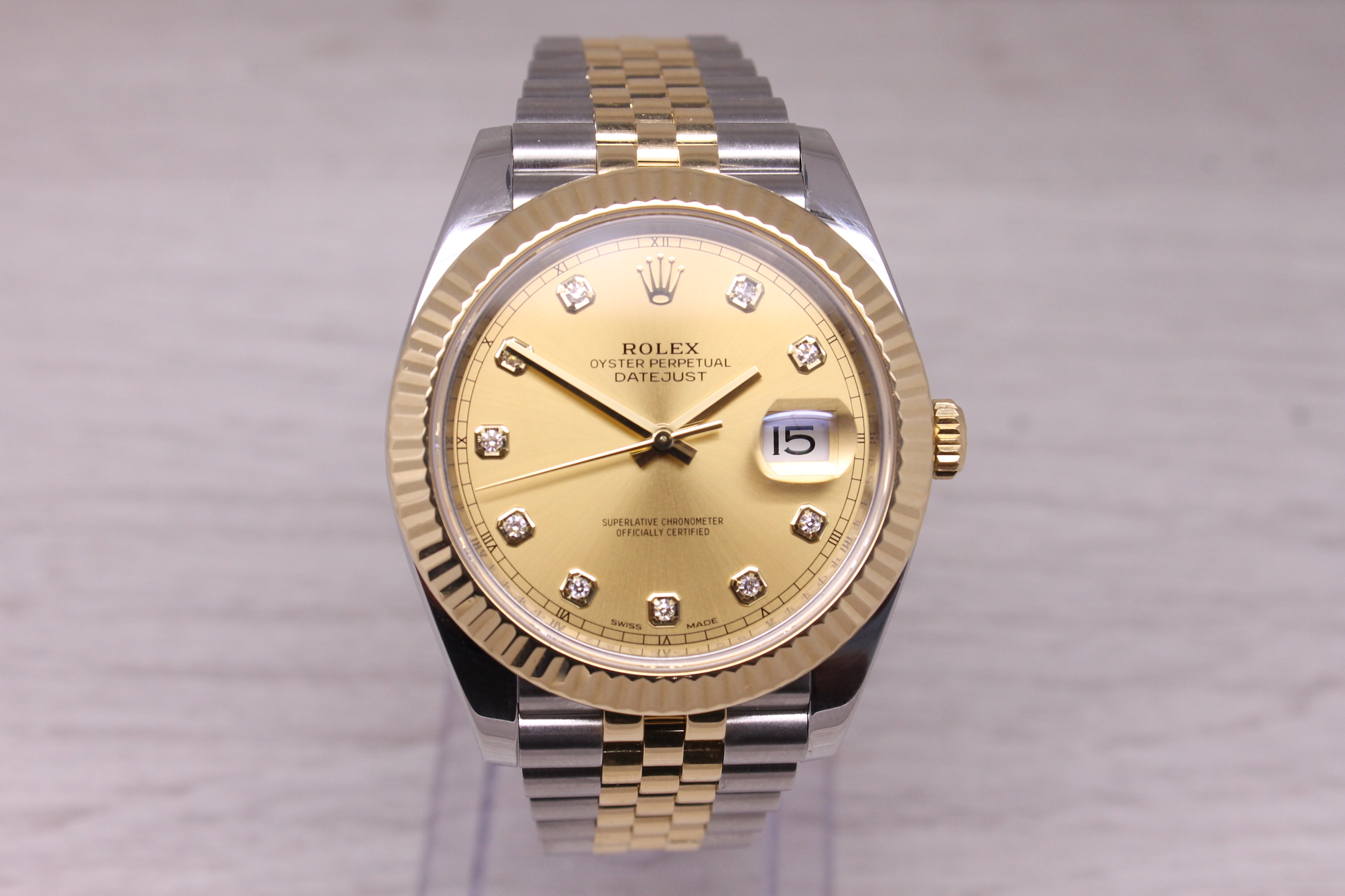Rolex Datejust 41 Mens Steel & 18k 126333 Automatic Watch Diamond Dial w Jubilee