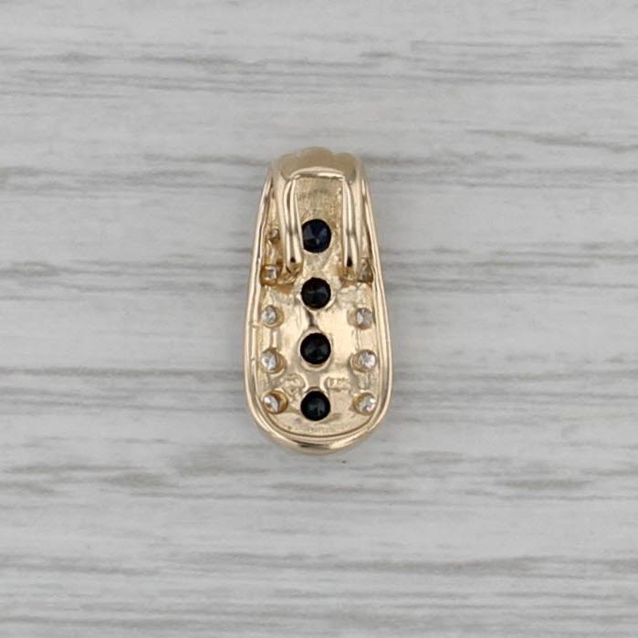 1.12ctw Blue Sapphire Diamond Journey Pendant 14k Yellow Gold Small Drop