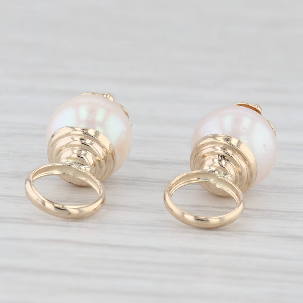 Light Gray Cultured Pearl Earring Enhancer Charms 14k Yellow Gold