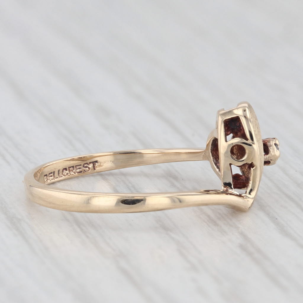 Light Gray Diamond Solitaire Open Heart Ring 10k Yellow Gold Size 6.25 Bypass