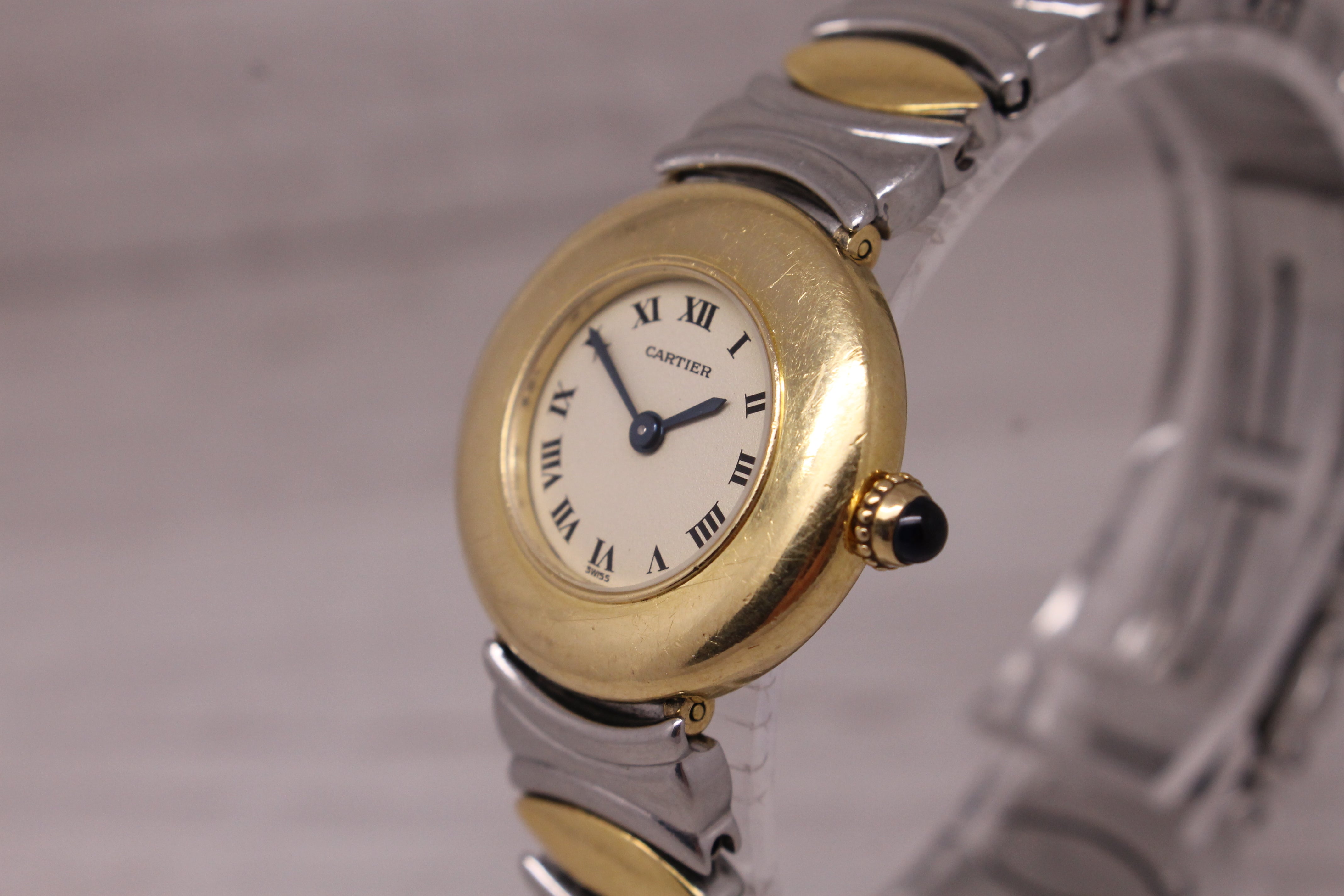 Vintage Cartier Baignoire 24mm Ladies 18k & Steel Quartz Wrist Watch 8057908C