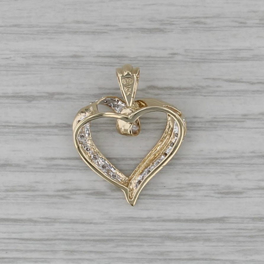 0.14ctw Diamond Accented Open Heart Pendant 10k Yellow White Gold