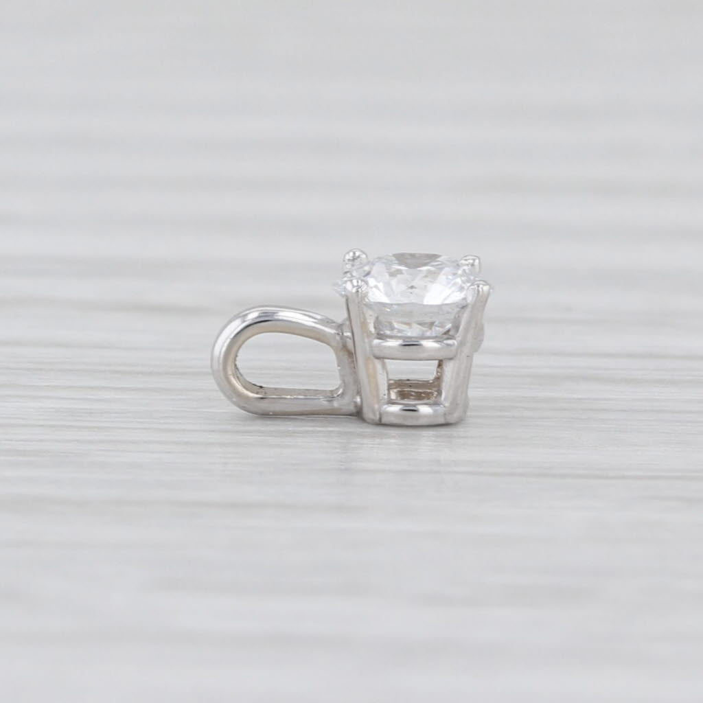 New 0.36ct Round Diamond Solitaire Pendant 14k White Gold Small Drop