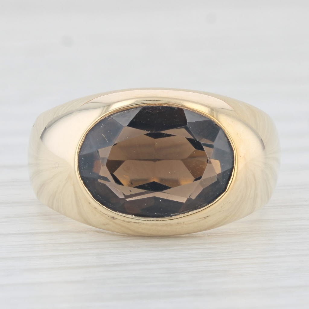 Light Gray 4.85ct Oval Smoky Quartz Solitaire Ring 10k Yellow Gold Size 8 AS IS