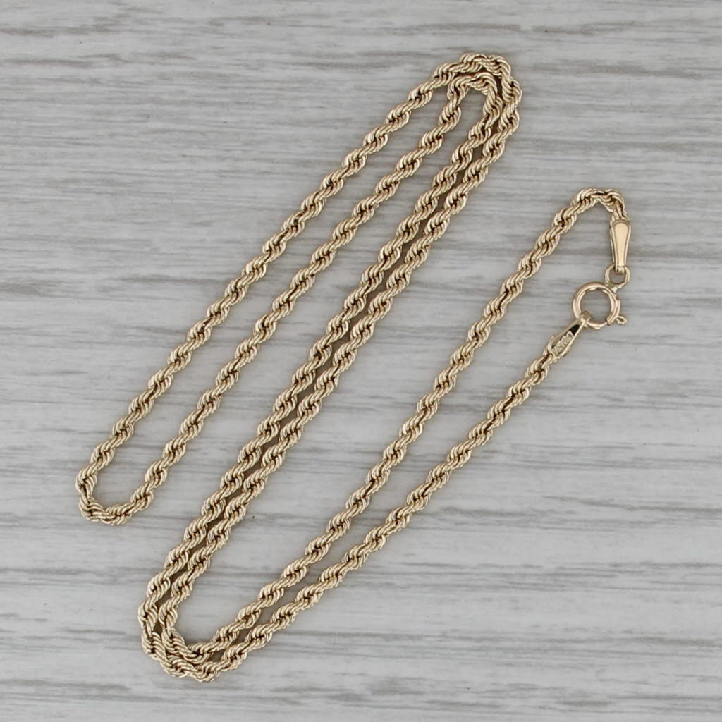 16" Rope Chain Necklace 14k Yellow Gold 2.1mm