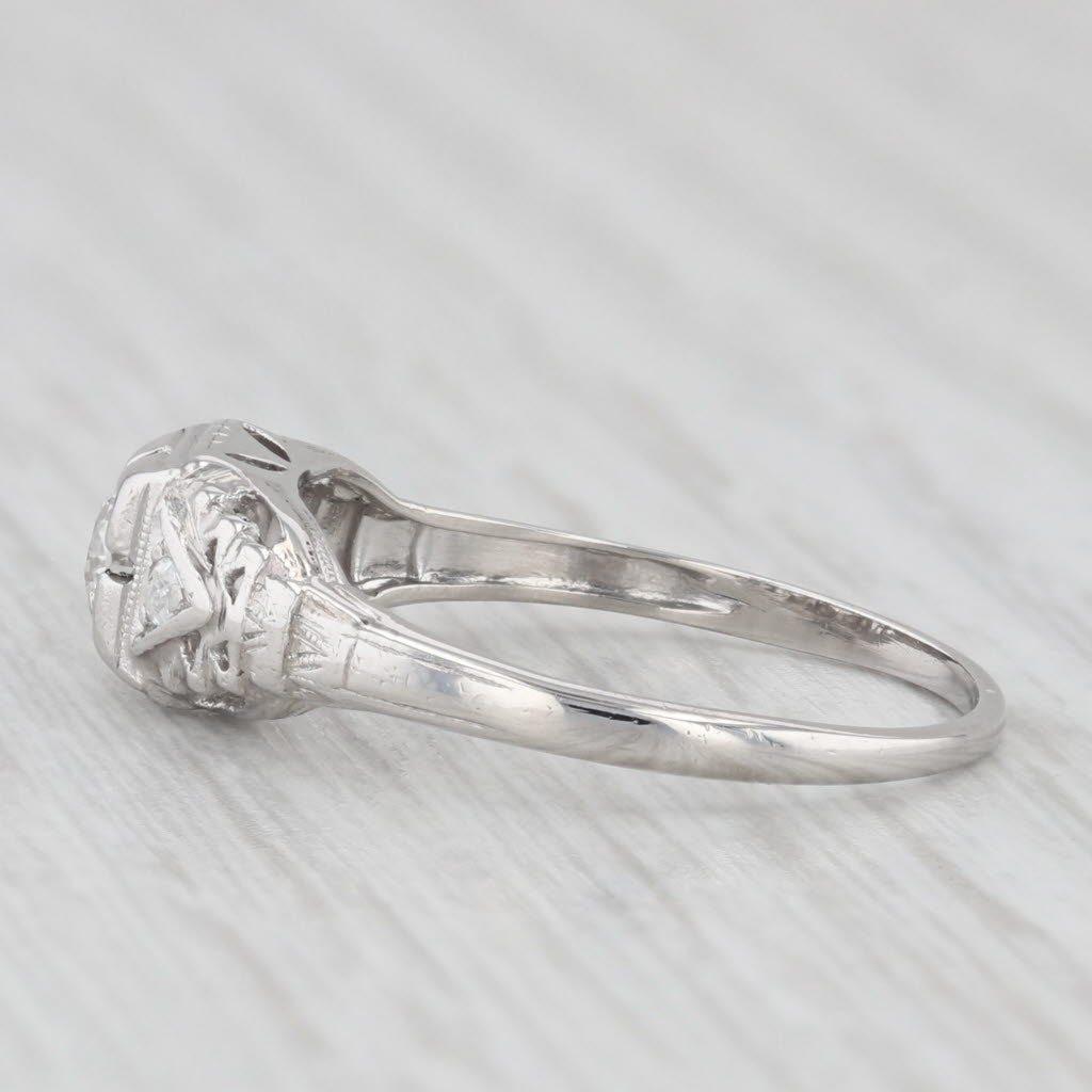 Light Gray Art Deco 0.18ctw Diamond Engagement Ring Platinum Old European Cut