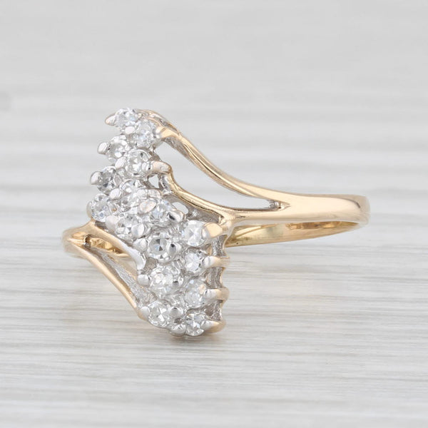 0.15ctw Diamond Cluster Ring 14k Yellow Gold Size 4.5 Bypass