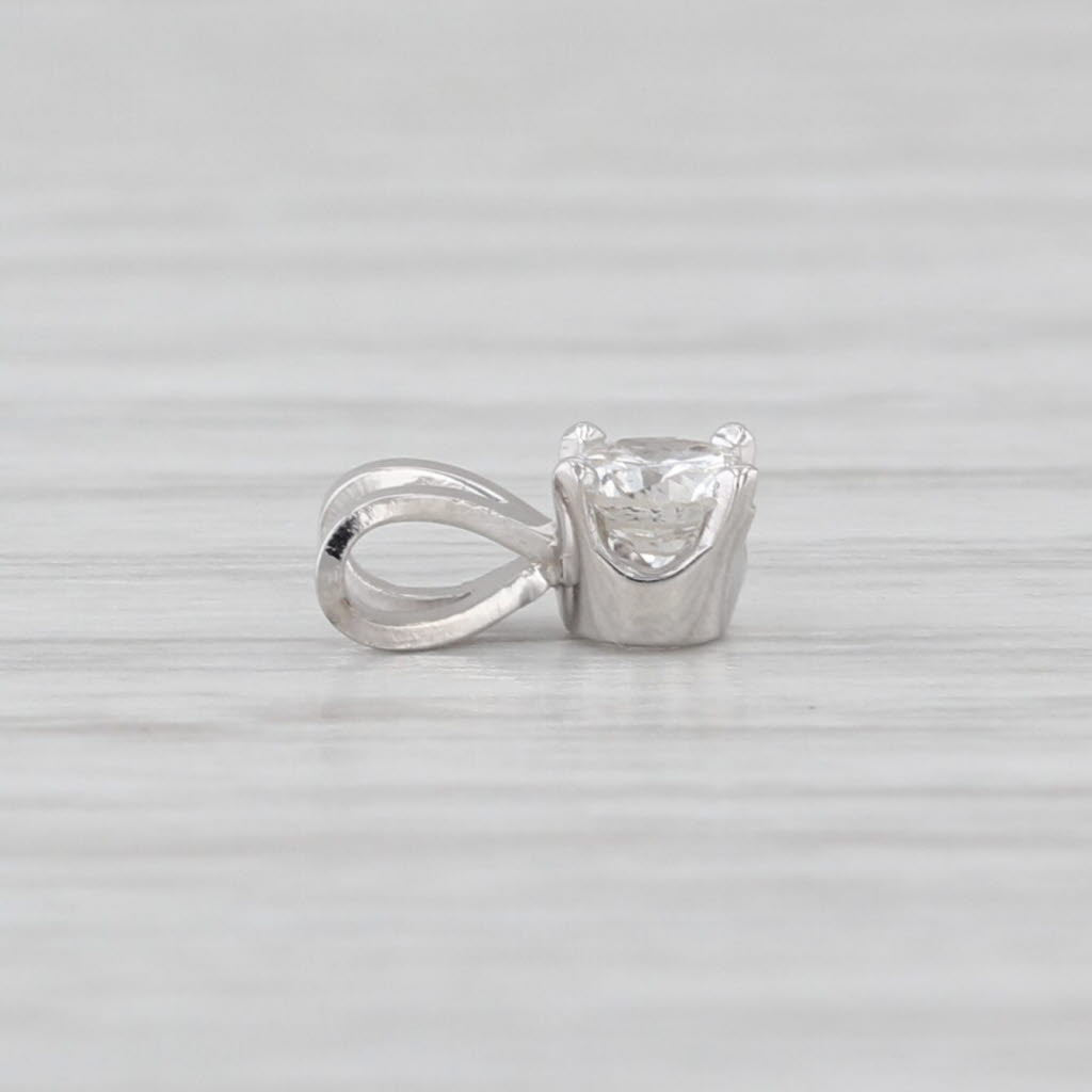 New 0.18ct Diamond Solitaire Pendant 14k White Gold 4 Prong Small Round Drop