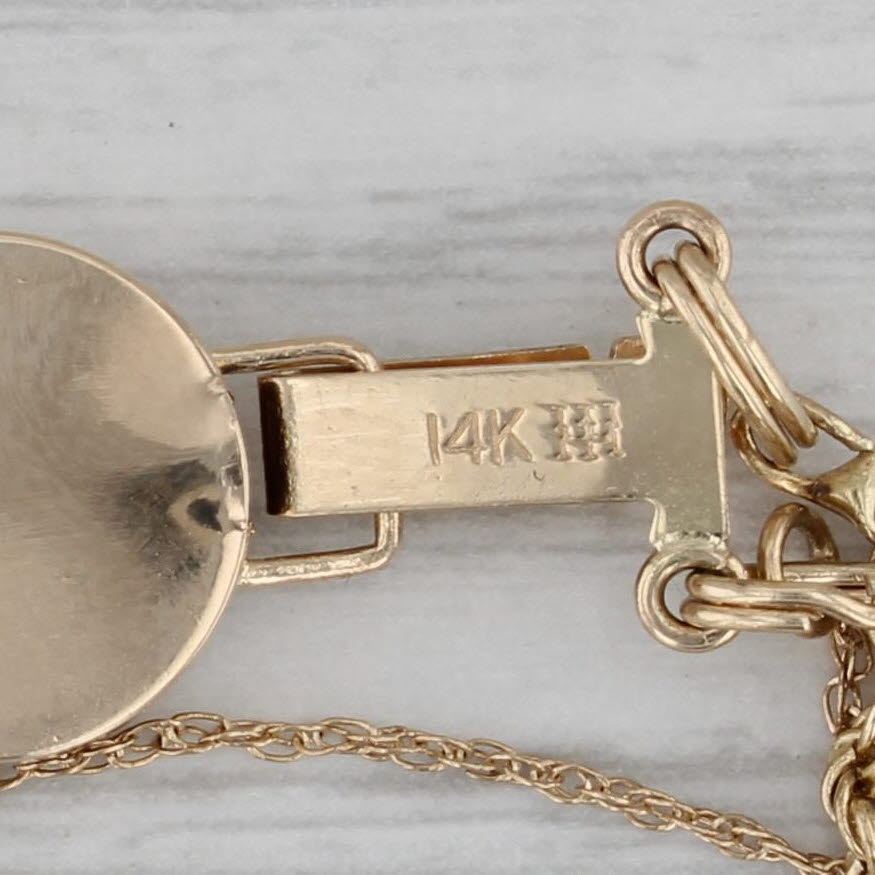 Dark Gray 7" Slide Charm Bracelet 14k Yellow Gold Double Rope Chain Vintage