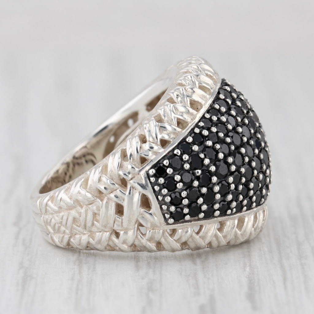 Slane & Slane Basketweave 2.40ctw Black Sapphire Ring Sterling Silver Cocktail