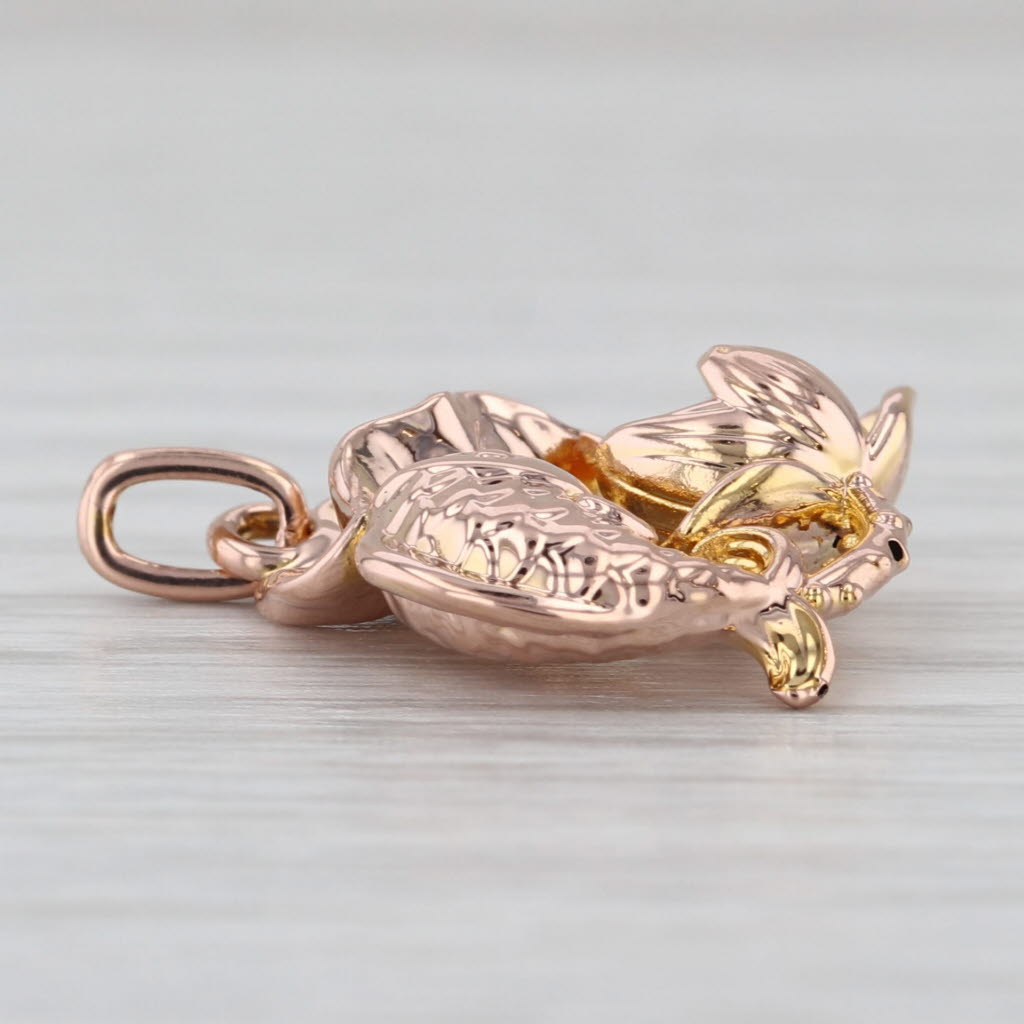 Koi Fish Lotus Flower Pendant 18k Rose Gold Charm Asian Theme